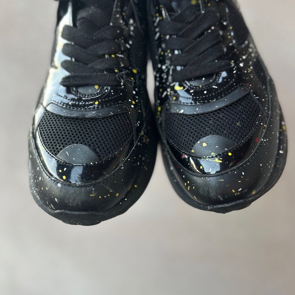 Love Moschino Women's Black Heart Sneakers Colorful Paint Limited Edition - Picture 5 of 5